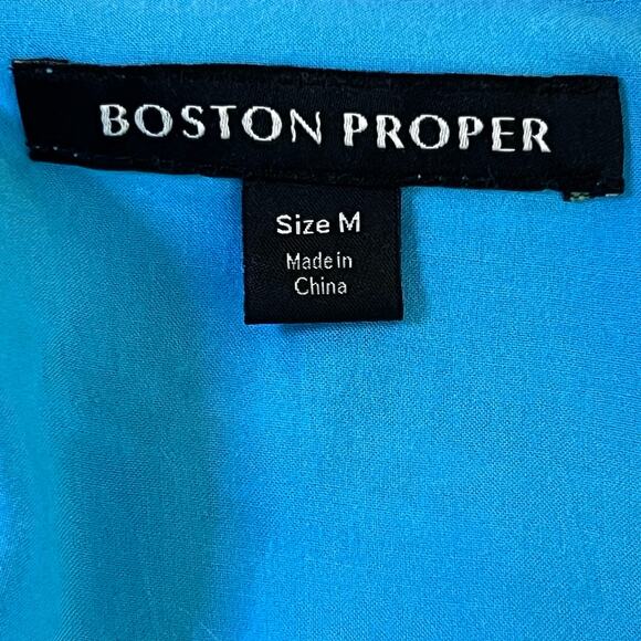 Boston Proper Women’s Turquoise & White Beaded Eyelet Blouse Medium - Picture 13 of 16